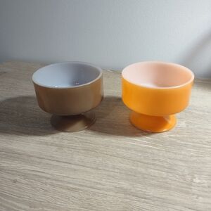 Vtg Federal Glass Pedestal Dessert Cups Set Of 2